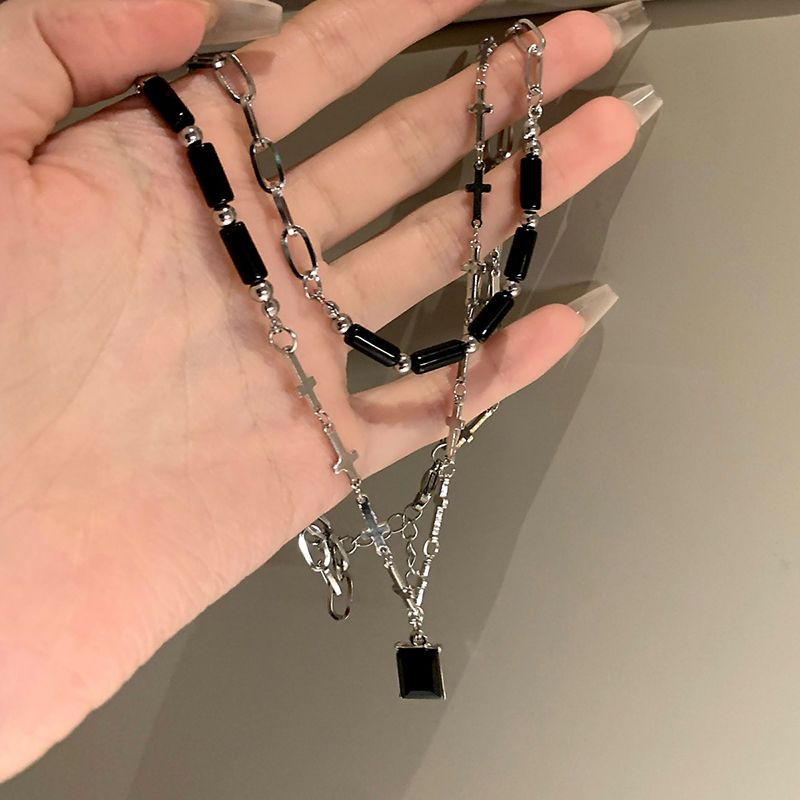 Dây Chuyền Hai Lớp Màu Đen Phong Cách Cổ Điển Sang Trọng Cho Nữ