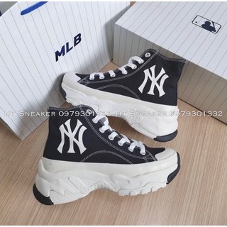 Giày sneaker mlb chunky high black| giày chunky đen cao cổ đế cao