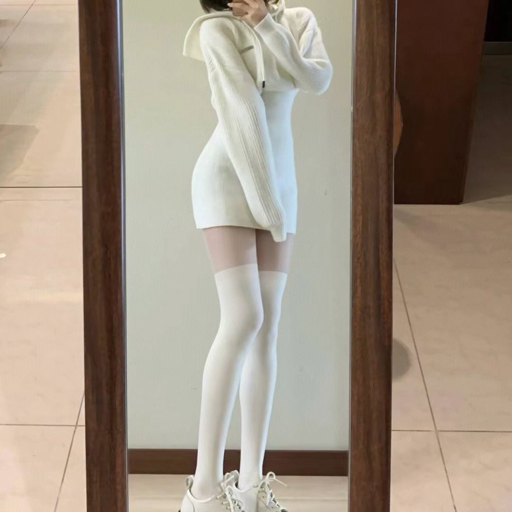 Đầm Sweater Dệt Kim Có Mũ Trùm Kiểu Phương Tây Thời Trang Mùa Thu