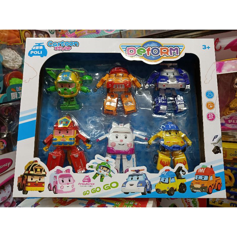 Hộp đồ chơi lắp ghép Robot biến hình thành xe ô tô POLI 381D