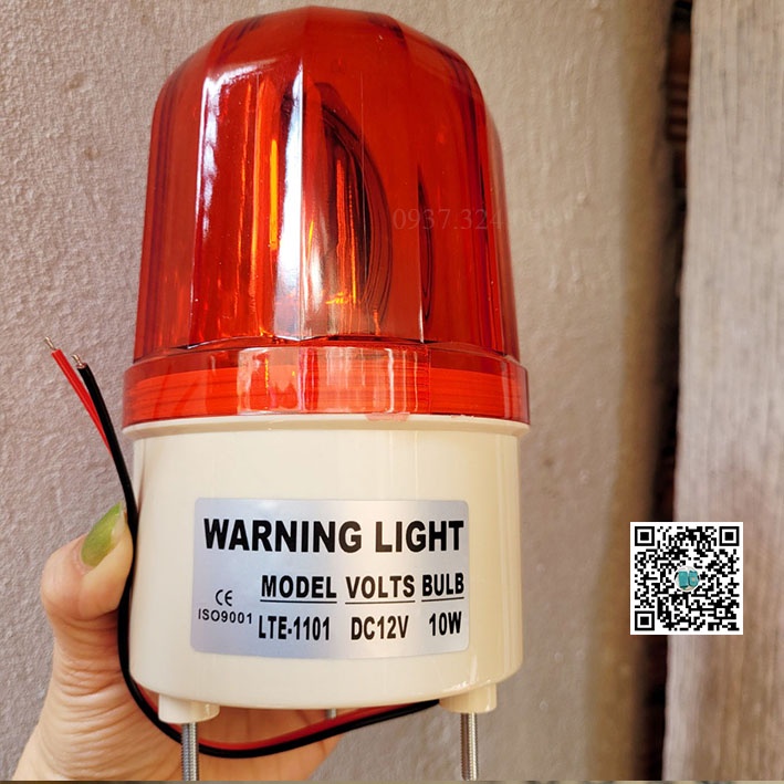 Đèn quay cảnh báo công trường 12v màu đỏ không còi , đèn quay tín hiệu báo động không còi màu đỏ 10W lte-1101