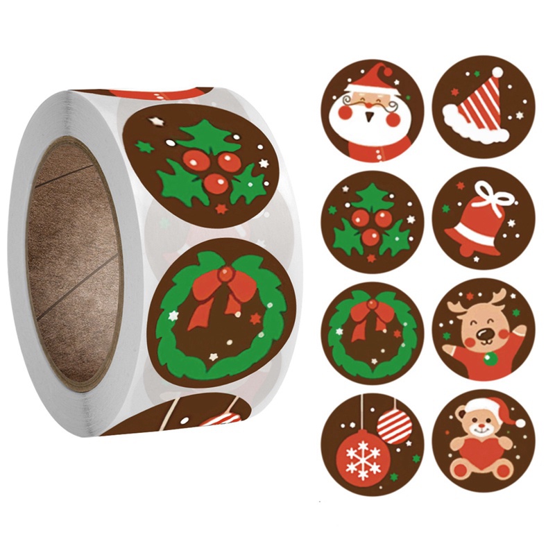 Cuộn 500 Miếng Dán Hình Tròn 2.5CM In Chữ Thank You Độc Đáo Trang Trí Quà Tặng Giáng Sinh