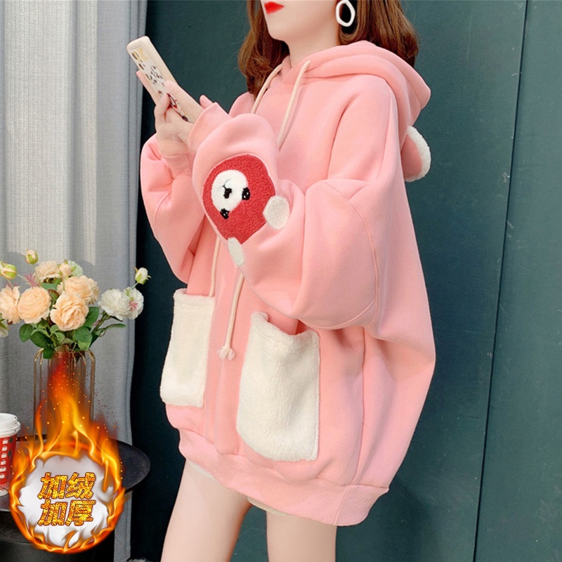 Áo Hoodie Không Tay Dáng Dài Có Đệm Lót Nhung Ấm Áp Thời Trang Thu Đông Mới Cho Nữ