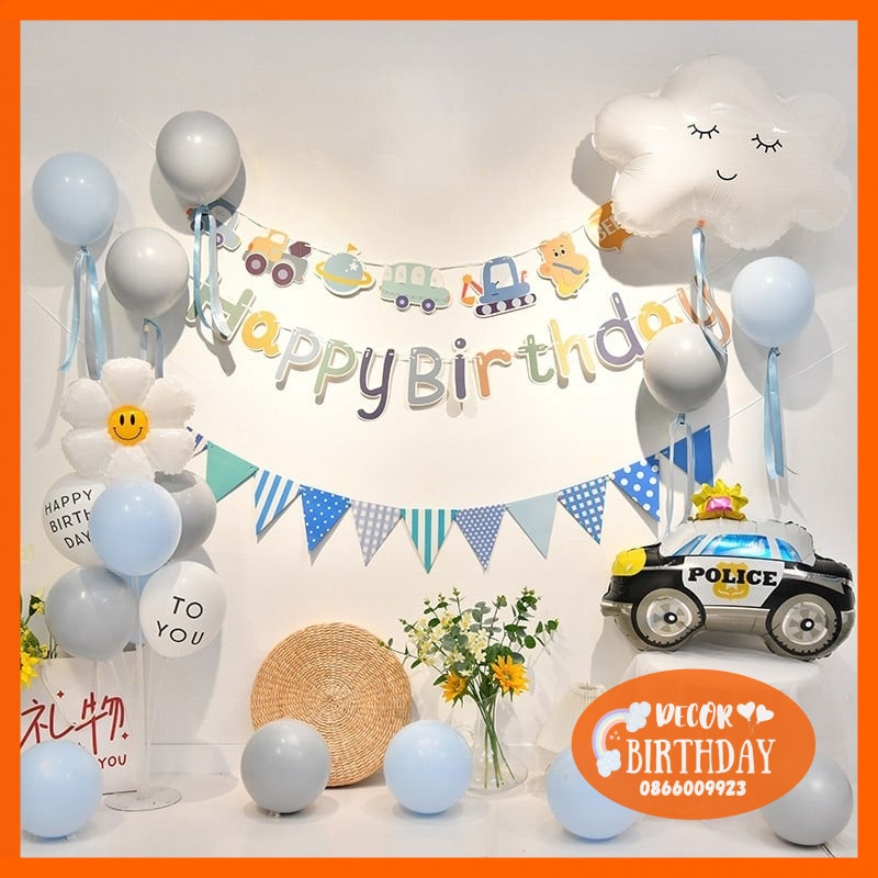 Set Sinh Nhật Hàn Quốc Cho Bé, Phụ Kiện Trang Trí Hàn Quốc Nhiều Màu Đẹp, Dễ Trang Trí Tặng Kèm Đồ Bơm Băng Dính Bóng