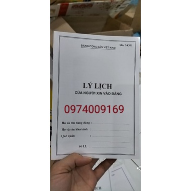 20 quyển lý lịch của người xin vào đảng Mẫu 2-KND 40 trang