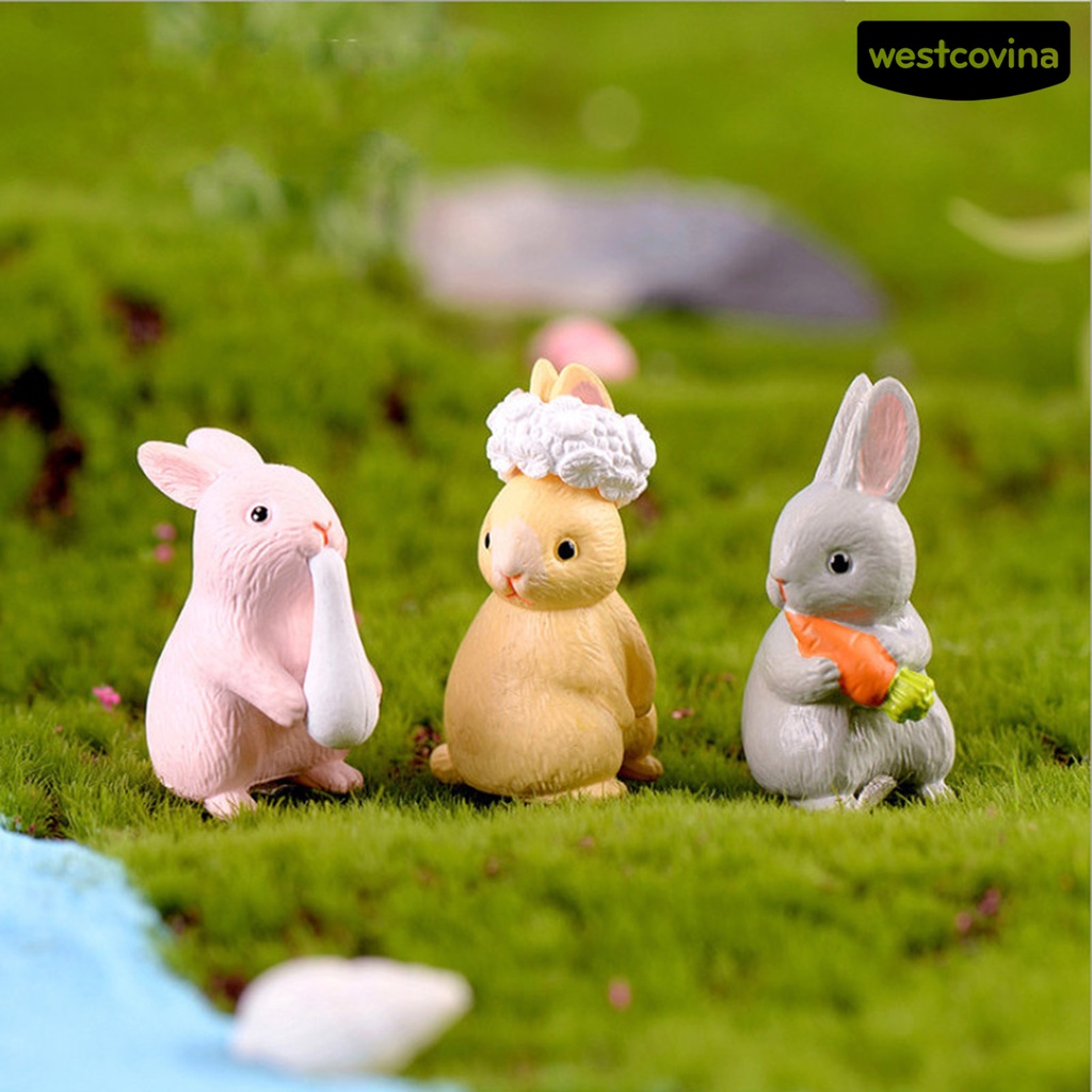 [Hot]☃Set 12 Mô Hình Thỏ Hoạt Hình Trang Trí Sân Vườn
