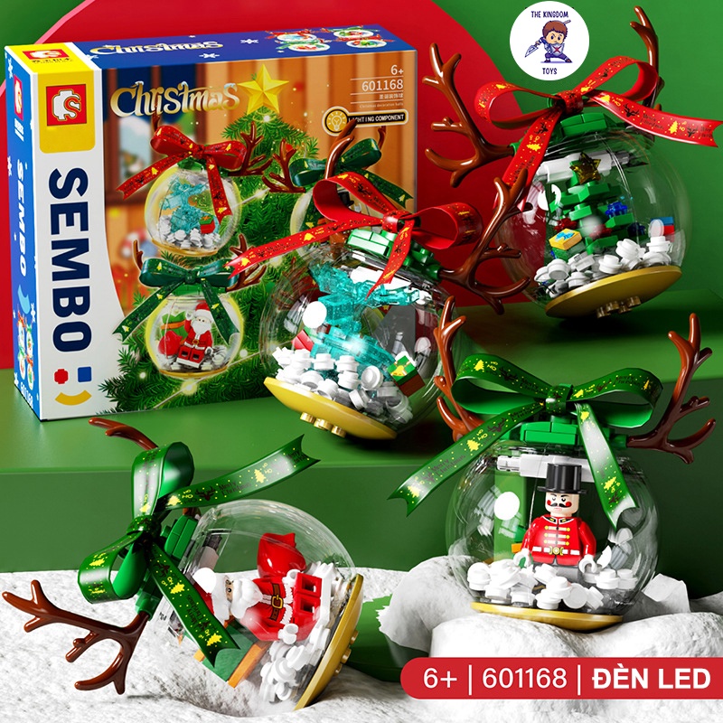 Đồ Chơi Lắp Ráp Giáng Sinh Noel Mô Hình Quả Cầu Trang Trí Cây Thông Phát Sáng / Ông Già Tuyết 601168