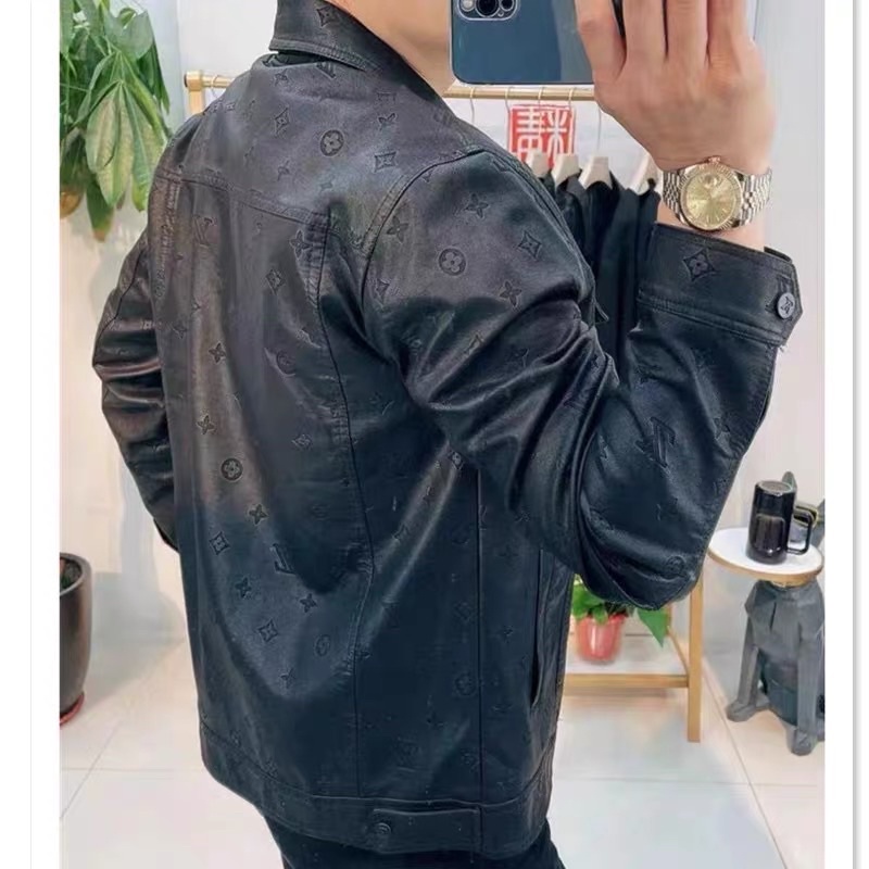 Áo Khoác Da Dập Vân Chìm LV Lót Lông Cao Cấp mẫu mới nhất Năm Nay