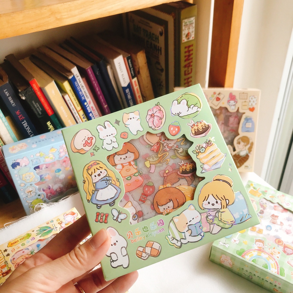 Hộp 8 sticker cute, hình dán dễ thương cho bé