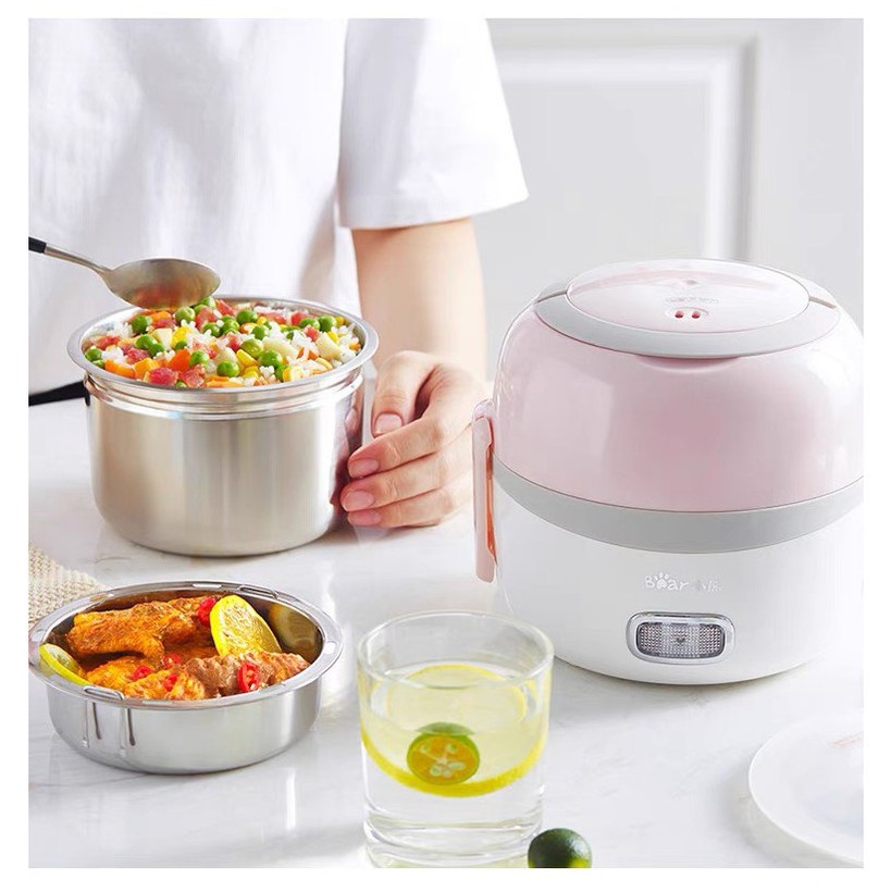 (CHÍNH HÃNG - SẴN) Hộp Cơm Hâm Nóng Cắm Điện 2 Tầng Cao Cấp màu hồng DFH - B13E5