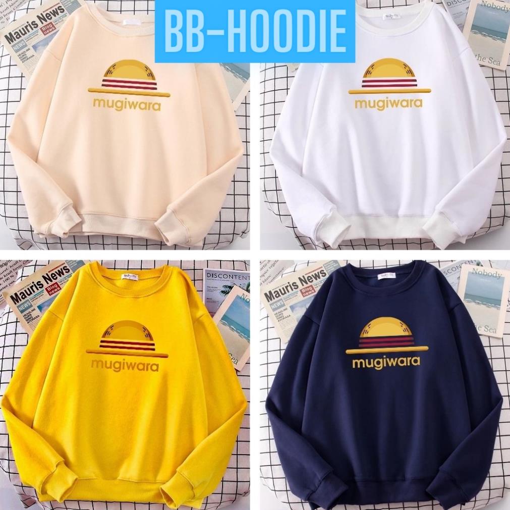 ÁO SWEATER NỈ UNISEX MUGIWARA ÁO NỈ KHÔNG NÓN FORM RỘNG NAM NỮ NHIỀU MÀU