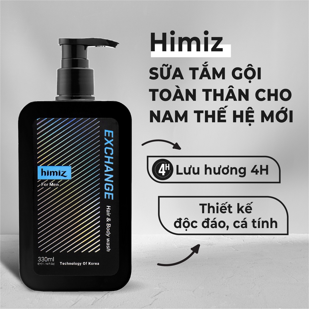 Combo GiftSet Sữa tắm gội toàn thân cho nam giới Himiz hương nước hoa cao cấp 330ml