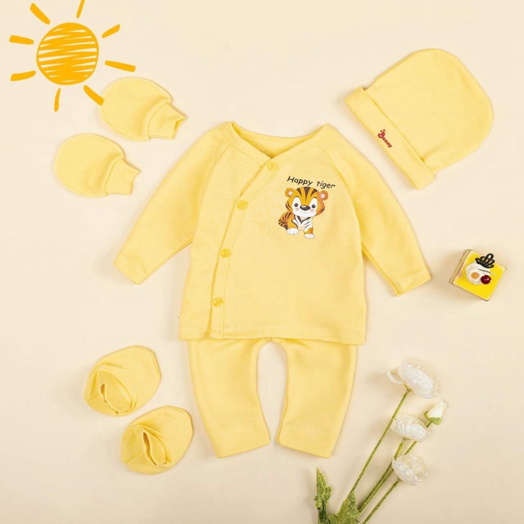 Bộ Sơ Sinh Kèm Nón Vớ⚡️FREE SHIP⚡️Set Bộ Bunny Cho Bé Từ Sơ Sinh Đến 10Kg Kèm Mũ