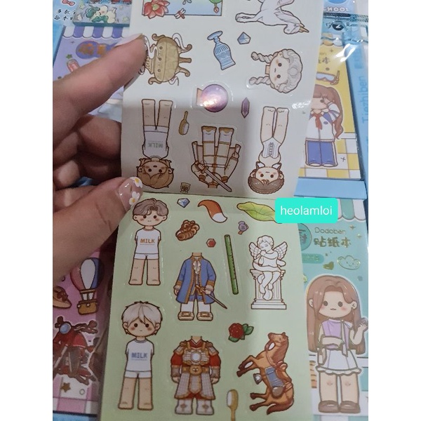 Set 24 trang trò chơi tự thiết kế sticker thời trang búp bê giấy size 10.4cm, mã MQ-987, PJZ-862 dạng sổ.