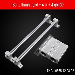 Bộ thanh ray trượt tròn phi 16mm (1 thanh SC16 dài 1 mét + 2 bi trượt SCS16UU + 2 gối đỡ SK16)