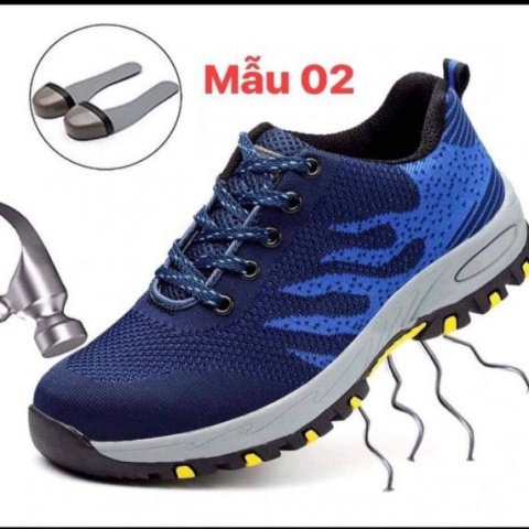 Giày Bảo Hộ Lao Động Nam Siêu Bền Mũi Sắt mẫu xanh– Đế Lót Thép Chống Đinh, Chống Dập Ngón, Chống Tĩnh Điện, Chống Dầu