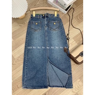 Chân váy jean xẻ trước ( có sẵn )