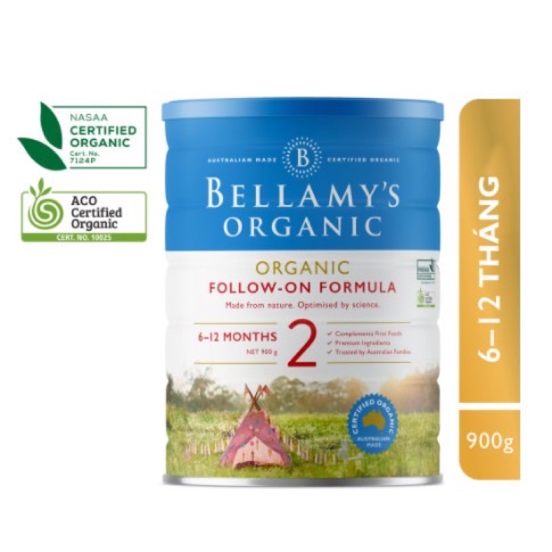 Sữa Bellamy's organic số 2 900g date mới