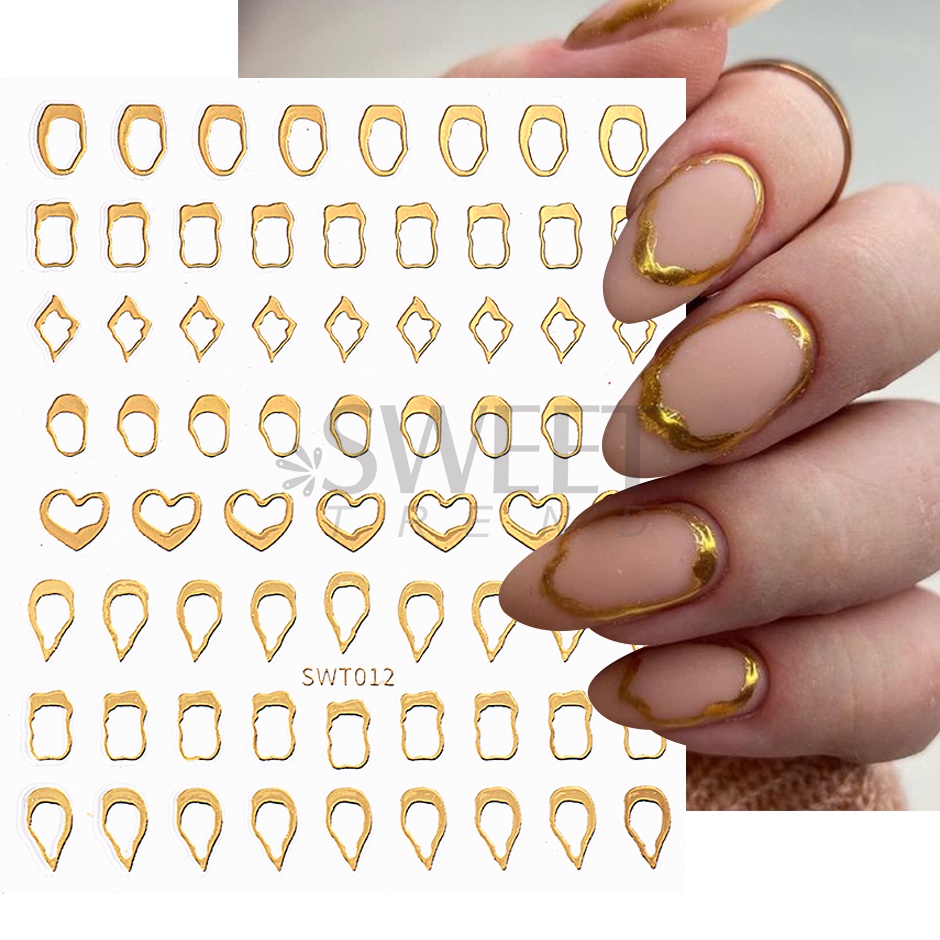Miếng dán trang trí móng tay 3D STZPRONAIL bằng kim loại mạ vàng họa tiết đá cẩm thạch thiết kế thời trang