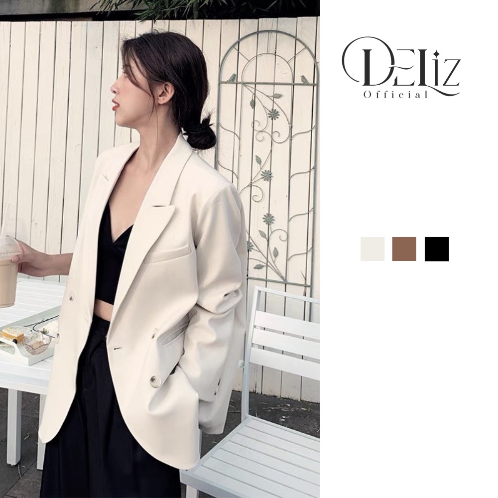 Áo khoác blazer công sở DELIZ, áo vest nữ 2 lớp Hàn Quốc