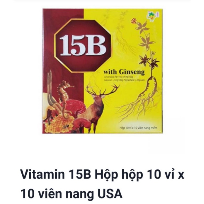 Vitamin 10B, 12B, 15B, 18B, 20B with ginseng hộp 10 viên×10 vỉ