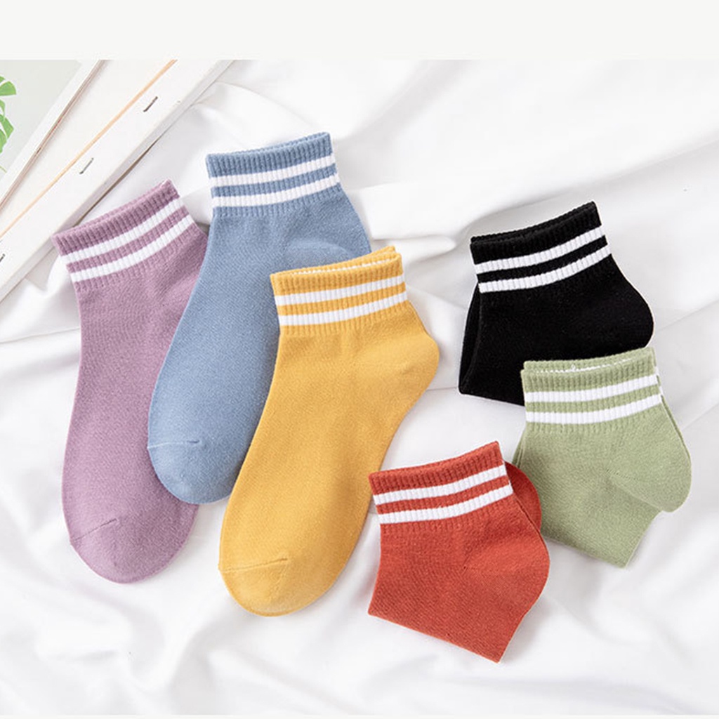 Tất Vớ Nữ Trơn Cổ Lỡ Loại Dày Basic Màu Pastel Cổ Viền Trắng - Mã D1R22