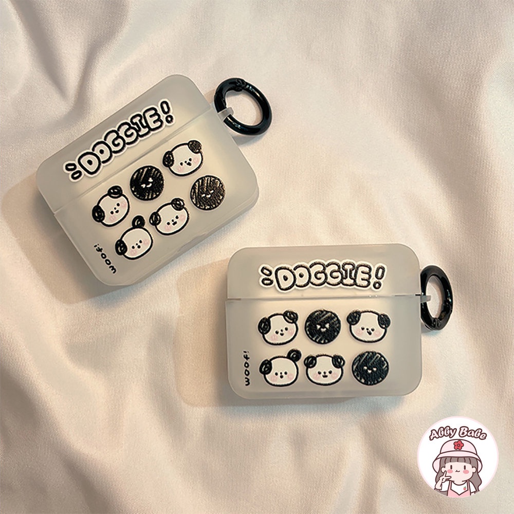 Vỏ Bảo Vệ Hộp Sạc Tai nghe không dây Airpods 1 / 2 / pro Bằng TPU Mềm Trong Suốt Hình Chú Cún Phối Màu Trắng Đen Dễ Thương