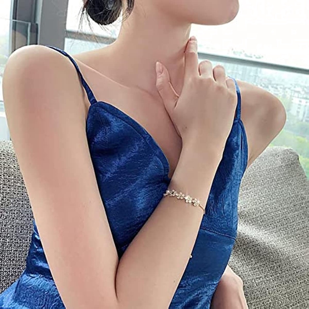 Vòng Đeo Tay Họa Tiết Hoa Đính Đá Zircon Đơn Giản Phong Cách Hàn Quốc JP5