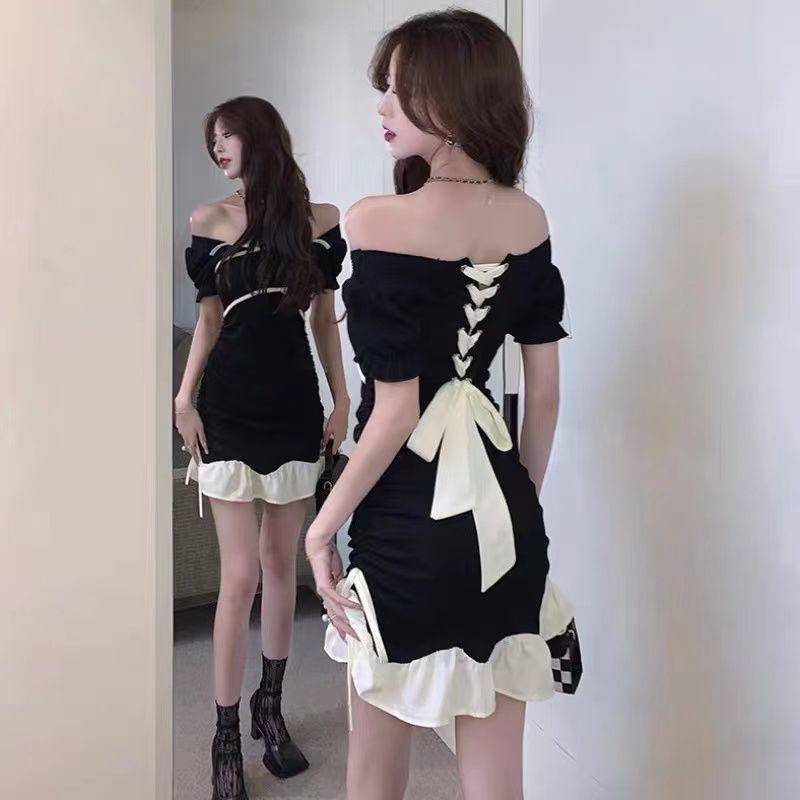 Đầm Hai Dây Dáng Ngắn Chiết Eo Phong Cách Thời Trang Pháp Dành Cho Nữ