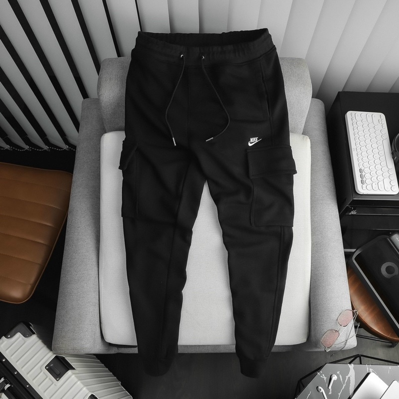 Quần nỉ jogger nk skinny fit túi hộp chất nỉ cua cotton co dãn VNXK