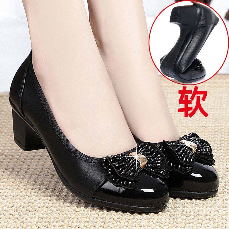 Giày Cao Su Da Thật Đế Cao Su Mềm Chống Trượt Thoải Mái Cho Phụ Nữ Trung Niên