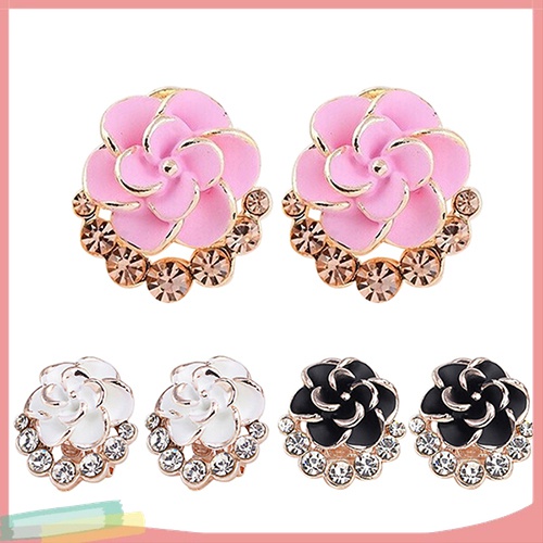 Đôi Khuyên Tai HìNh Hoa Sơn Trà ĐíNh Kim Cương Giả NhiềU MàU ThờI Trang Cho Nữ