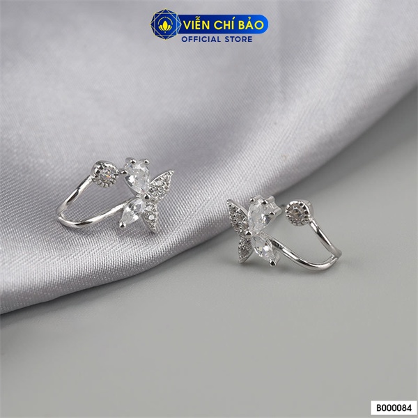 Bông tai bạc nữ hoa anh đào chất liệu bạc Ý 925 thời trang phụ kiện trang sức Viễn Chí Bảo B000084