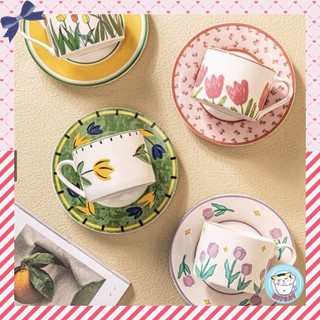 Bộ tách trà cafe 200ml, set cốc đĩa trà bánh gốm sứ kitcat store