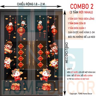 Decal tết 2023 dán tường dán cửa kính 2 mặt sẵn keocombo tết 2