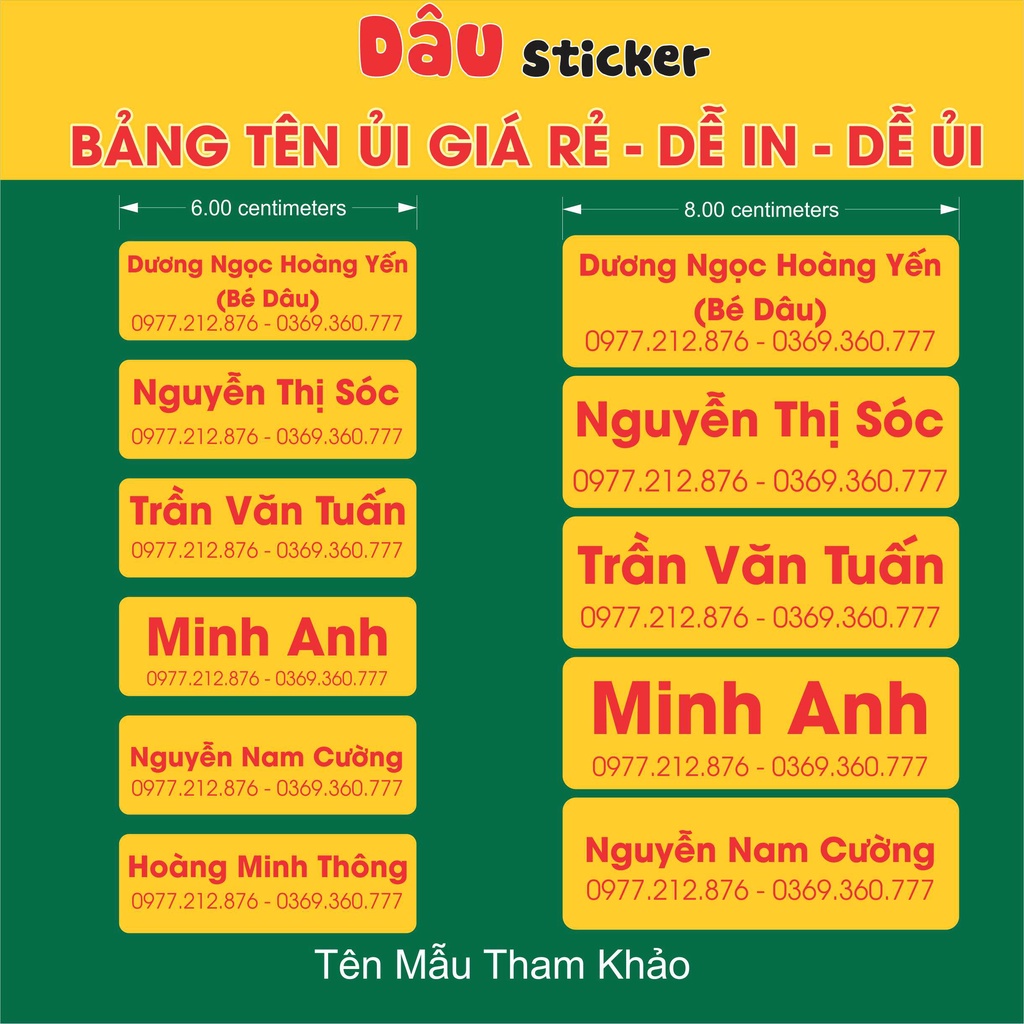 Làm Bảng Tên Ủi Mẫu đơn giản - giá rẻ - dễ in - dễ ủi - Bảng tên Vuông