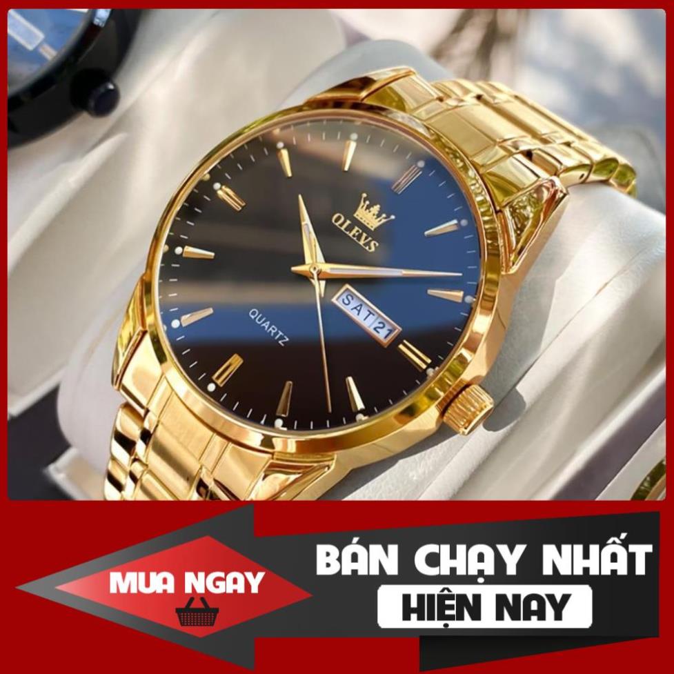 Đồng hồ quartz OLEVS 6898G dây thép không gỉ dạ quang chống nước chính hãng cho nam