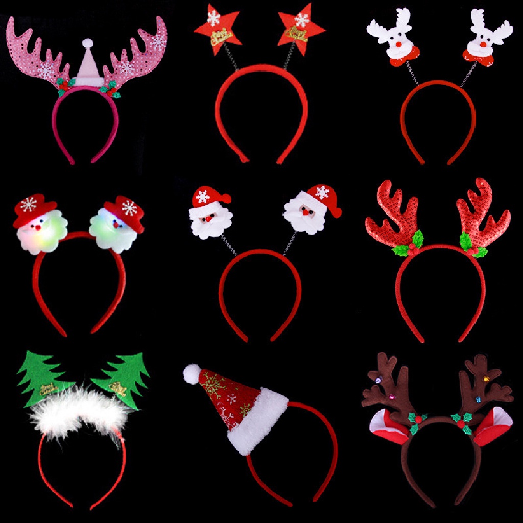 Băng Đô Cài Tóc Hình Ông Già Noel / Người Tuyết / Sừng Tuần Lộc Hoạt Hình Màu Đỏ Trang Trí Giáng Sinh