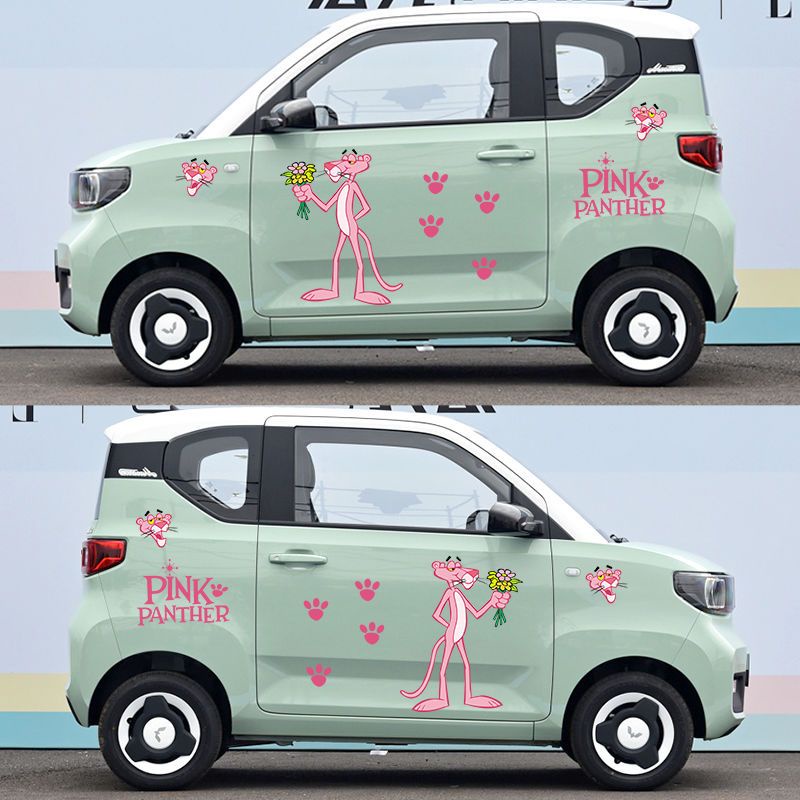 Miếng Dán Trang Trí Xe Hơi Hình Báo Hồng Phản Quang Chống Thấm Nước Dễ Thương