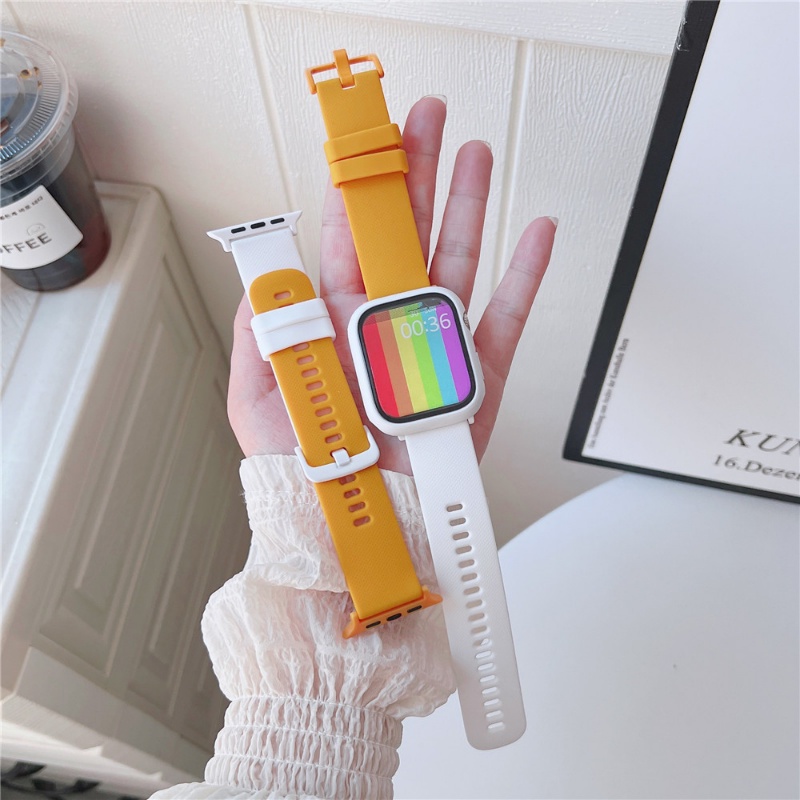 Set 2 Dây Đeo Thể Thao Bằng PC Cứng + Vỏ Silicone Mềm Cho Apple Watch