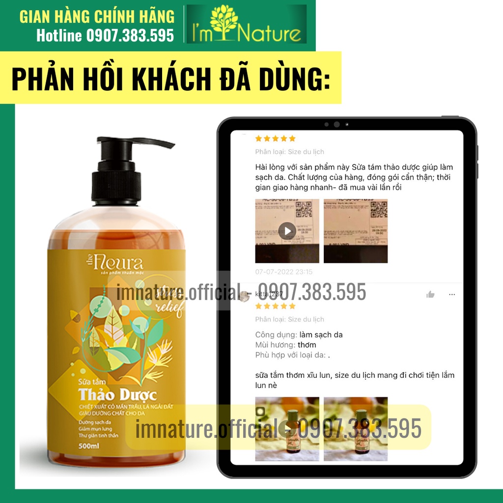 Sữa Tắm Thảo Dược Thiên Nhiên Dưỡng Da Ngăn Mụn Phù Hợp Cho Mẹ Bầu Và Bé THE FLEURA