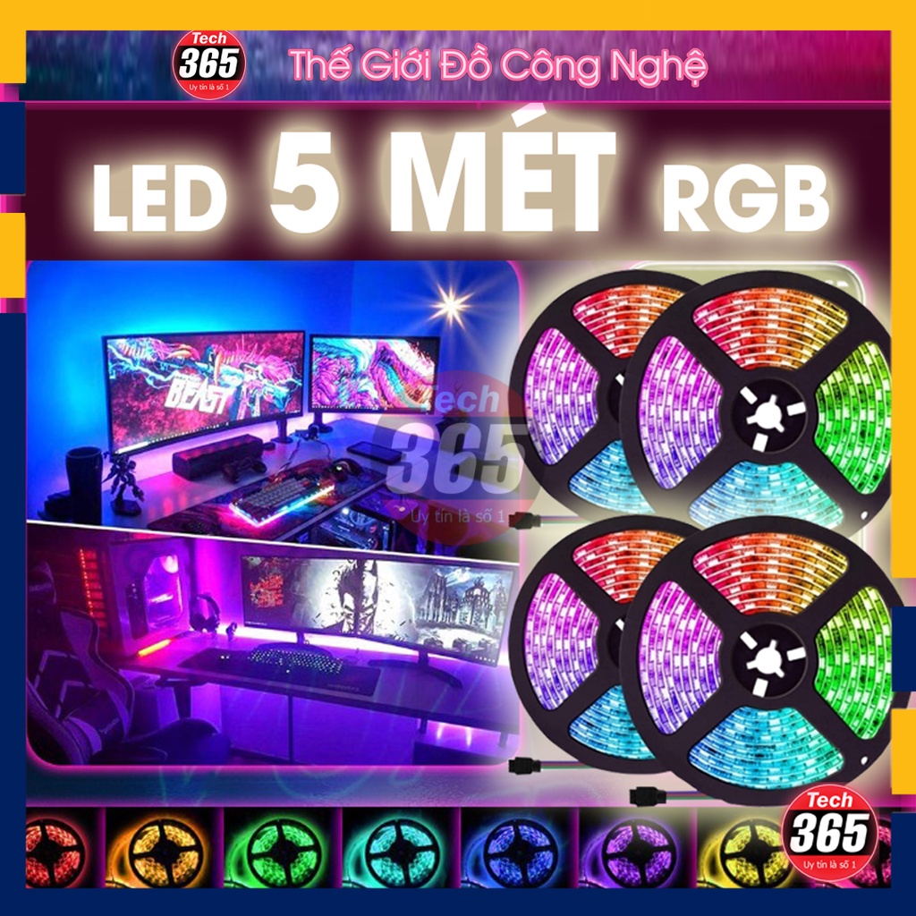 Dây Đèn Led Tiktok RGB 5 mét, Cảm Biến Âm Thanh, Nháy Theo Nhạc, 16 Triệu Màu, Điều Khiển Bằng Điện Thoại, Quay Tiktok
