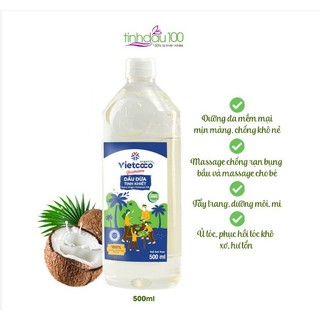 Dầu dừa Vietcoco tinh khiết Organic chai 500ml