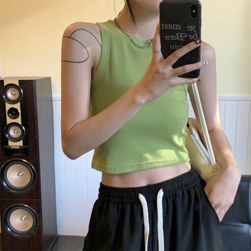 Áo Croptop Cổ Tròn 9 Màu Sắc Tùy Chọn Phong Cách Hàn Quốc Thời Trang Cho Nữ JP5