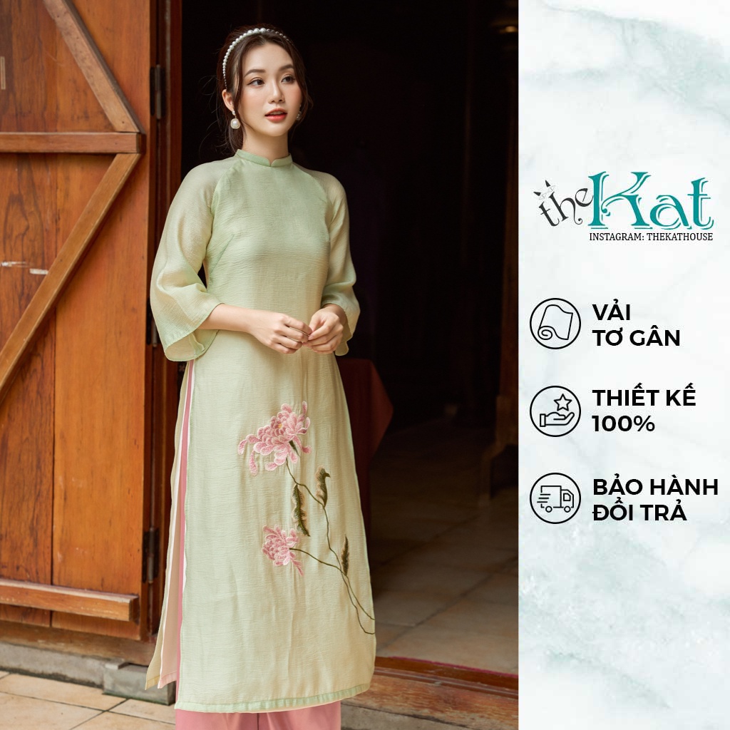 Áo dài Ninh Vân The Kat House, BST Tết 2023, mặc tết cực đẹp, thanh lịch, nhẹ nhàng, xinh xắn (không kèm quần)