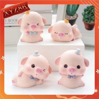 Trang trí bánh sinh nhật bánh kem - cặp đôi heo đứng, heo nằm trang trí bánh