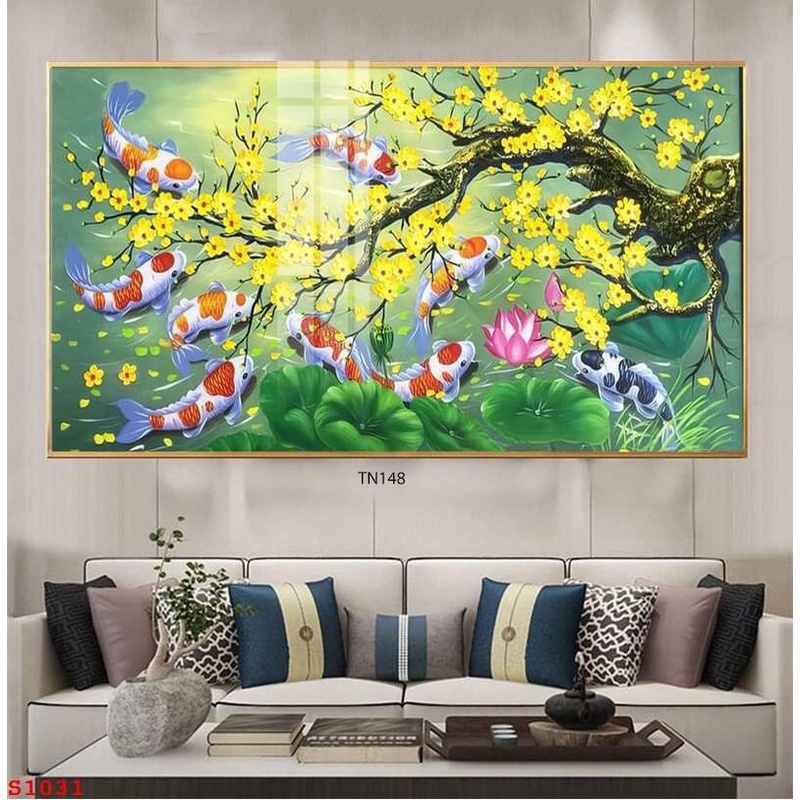 Tranh Cá Chép Tráng Gương  Phong Thủy Treo Tường. Trang Trí Phòng Khách/ Phòng Làm Việc/ Phòng Ngủ - Simplehouse