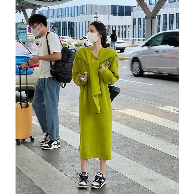 Váy bầu thu đông len đẹp thời trang thiết kế