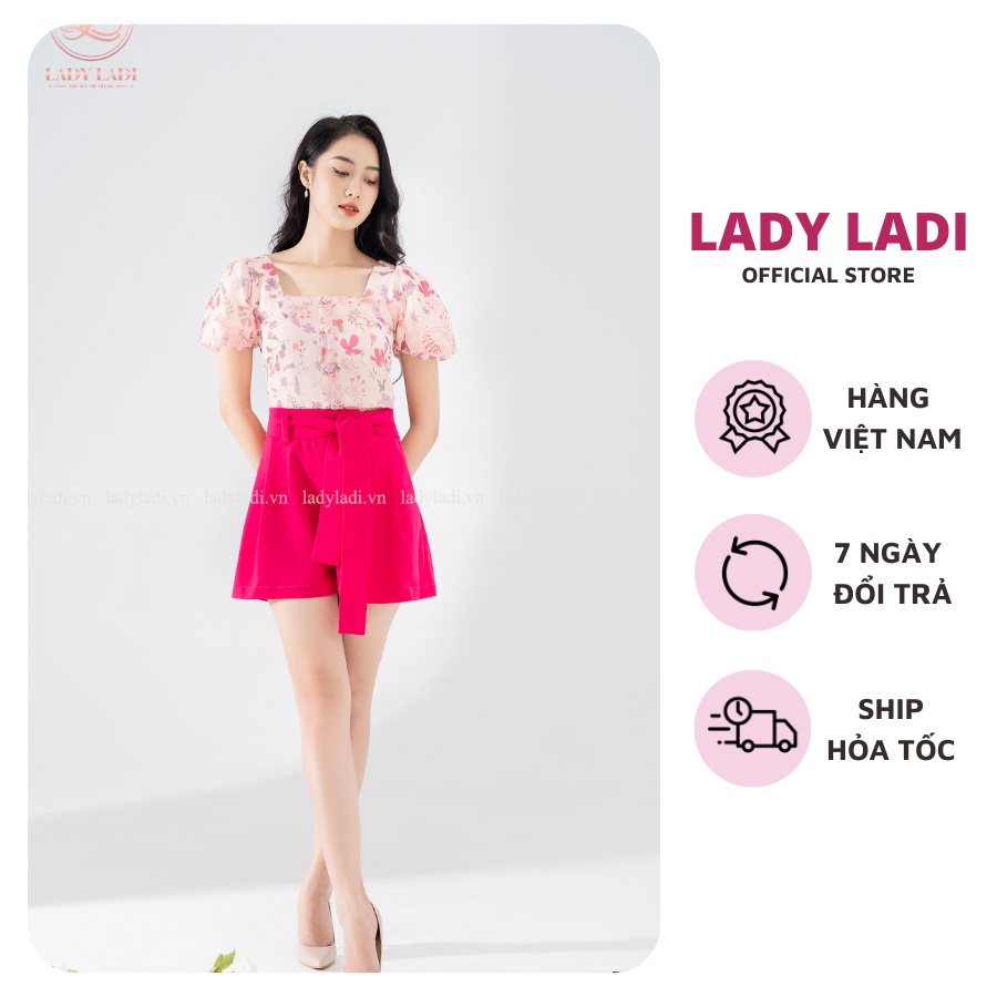 Quần đùi hồng cạp cao LADI tôn dáng chất tuyết mưa đứng form NQ01