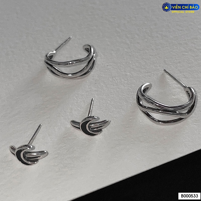 Bông tai bạc nữ dạng vòng, mặt trăng cá tính(Chiếc) chất liệu bạc 925 thời trang phụ kiện trang sức Viễn Chí Bảo B000533